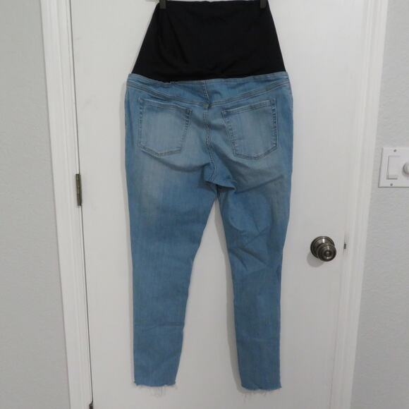 Isabel Maternity Womens Sz 10 Blue Wash Raw Hem Jeggings Full Front Panel Pants - Picture 2 of 6